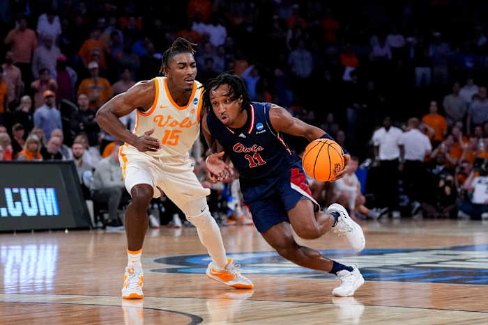 Tennessee G Jahmai Mashack during the Elite 8 of the NCAA Tournament in New York City, New York, on March 23, 2023. (Photo by Robert Deutsch of USA Today Sports)